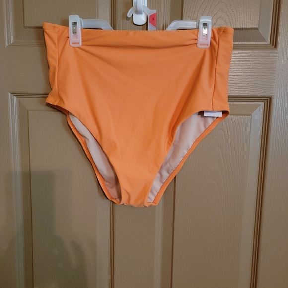 Nwt High-Waisted Orange Bikini Bottom. - Picture 1 of 2
